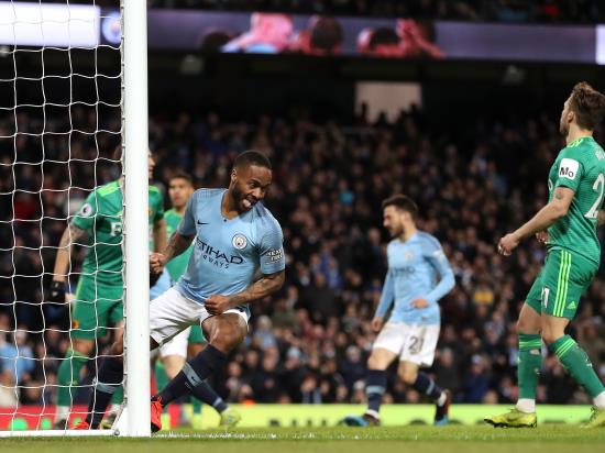 Man City move four points clear after Raheem Sterling’s quickfire hat-trick