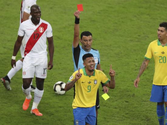 Jesus scores and then sees red as Brazil win Copa America
