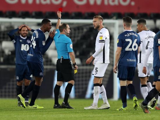 Swansea end Blackburn’s winning streak as both teams finish with 10 men