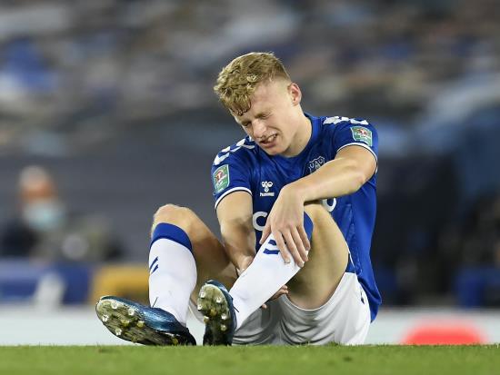 Everton’s win over Salford comes at a cost as Jarrad Branthwaite suffers injury