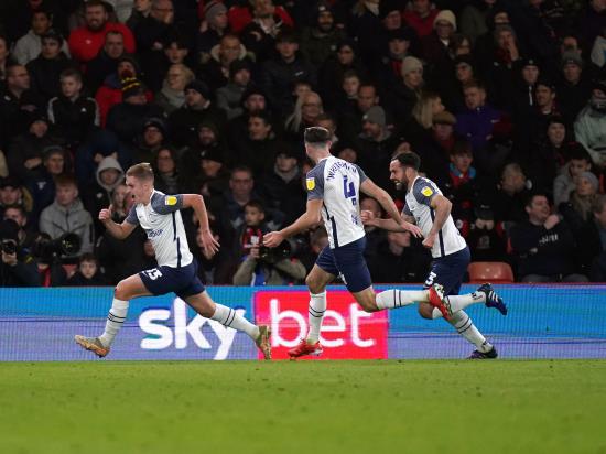 Preston take the points with shock victory at Championship leaders Bournemouth
