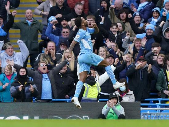 Raheem Sterling on target as Manchester City cruise to victory over Everton