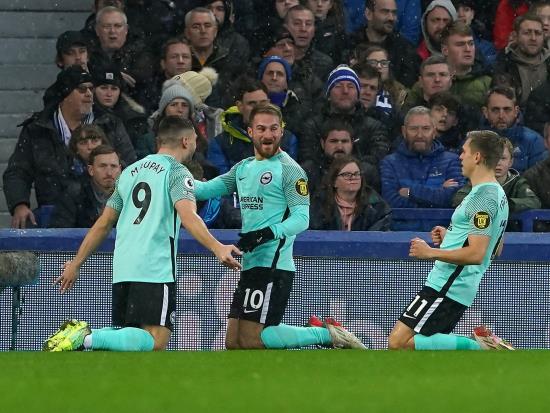 Brighton pile pressure on Rafael Benitez with first win at Everton