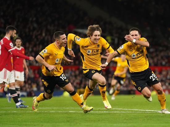 Joao Moutinho’s late strike earns Wolves deserved win at Manchester United
