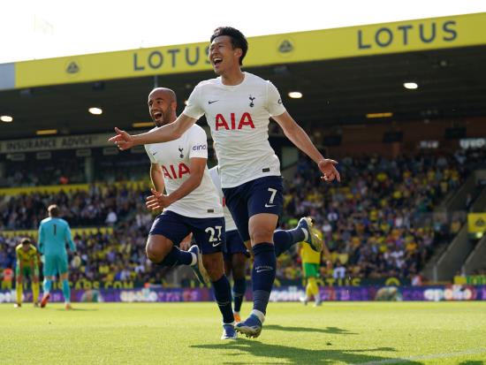 Son Heung-min nets twice as Spurs thrash Norwich to secure Champions League spot