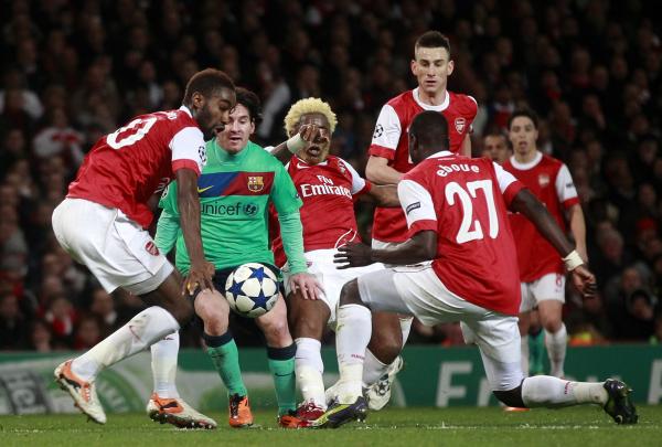 Arsenal  against Barcelona  during their Champions League soccer match in London