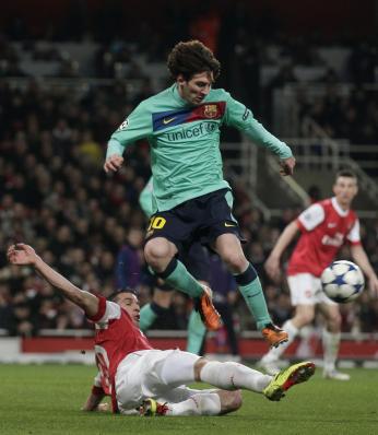 Arsenal  against Barcelona  during their Champions League soccer match in London