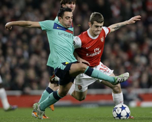 Arsenal  against Barcelona  during their Champions League soccer match in London