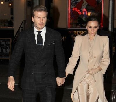 David Beckham and Victoria Beckham out to dinner at Minetta Tavern for Valentine's Day