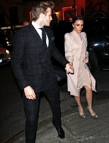 David Beckham and Victoria Beckham out to dinner at Minetta Tavern for Valentine's Day