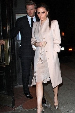 David Beckham and Victoria Beckham out to dinner at Minetta Tavern for Valentine's Day