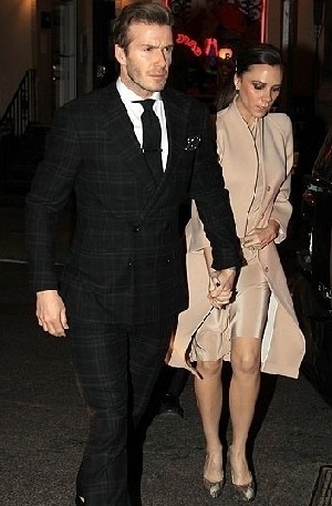 David Beckham and Victoria Beckham out to dinner at Minetta Tavern for Valentine's Day