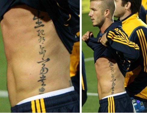 Beckham's Tattoos across his body