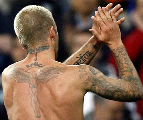 Beckham's Tattoos across his body