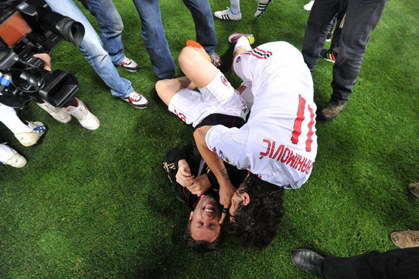 AC Milan celebrated their wining