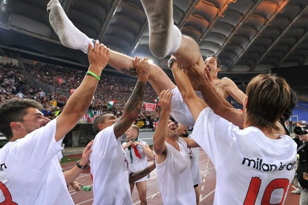 AC Milan celebrated their wining