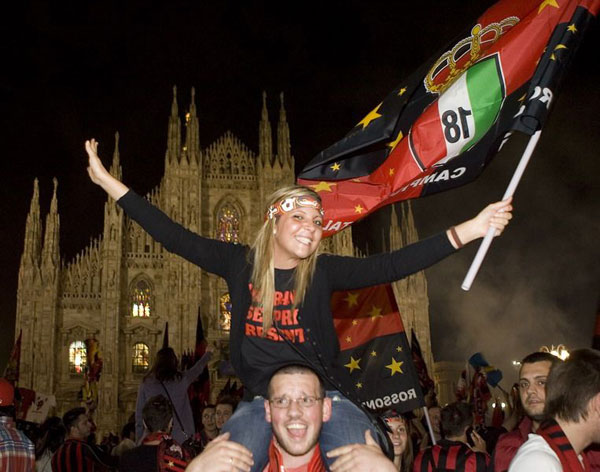 AC Milan celebrated their wining