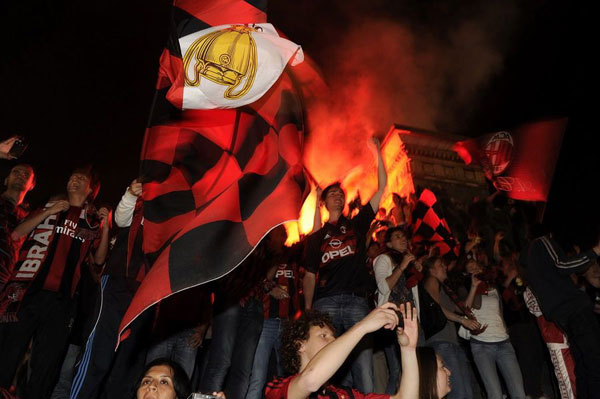 AC Milan celebrated their wining