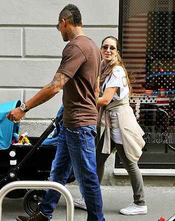 AC Milan player - Kevin Prince Boateng had a walk with his family