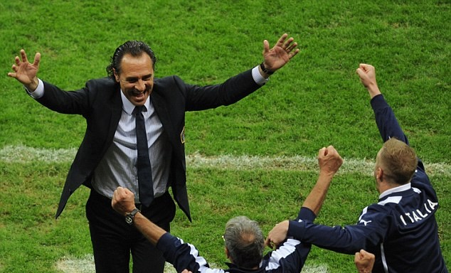 Are the Italians celebrating already? Boss Prandelli salutes Super Mario ahead of final