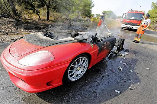 The £200k bonfire ... footballer burns his brand new Ferrari