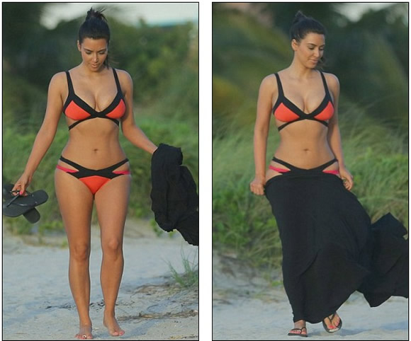 So Is This The Result Of Kim Kardashian S New Sex Diet Kanye S Girl Shows Off Her Beach