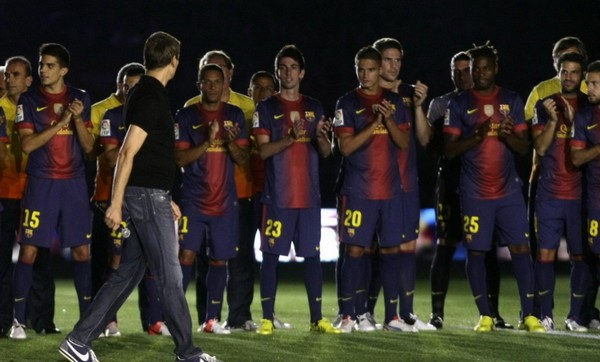 Barcelona celebrates their first Champions League final title of 20 years