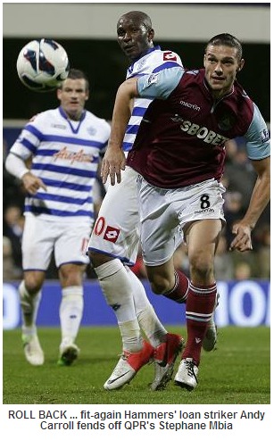 Sam Allardyce urges England caution over Andy Carroll’s return