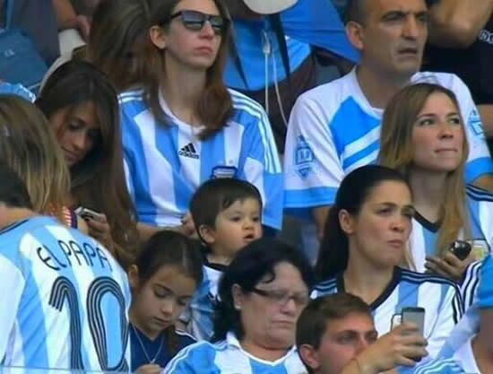 Lionel Messi was cheered on by girlfriend Antonella Roccuzzo & son Thiago against Iran