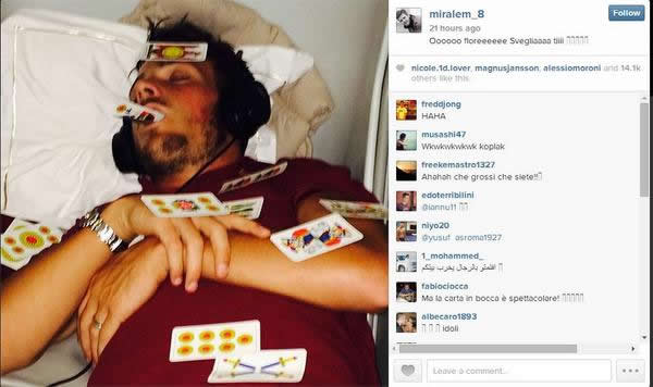 Roma’s Players Pranked Alessandro Florenzi After He Fell Asleep On The Plane To America