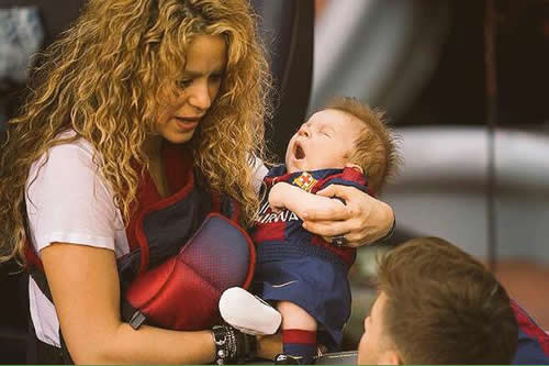 Gerard Pique's girlfriend Shakira took newborn son Sasha to Barca's win v Valencia