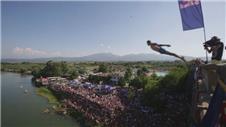 Kosovan daredevil take plunge from 22m high bridge