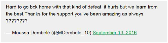 Dembele shares his hurt on twitter