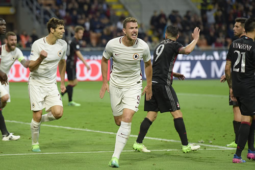 AC Milan 1 - 4 AS Roma: Dzeko double helps Roma keep title bid alive
