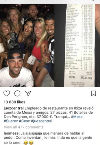 Leo Messi’s brilliant reaction to the insane restaurant bill in Ibiza
