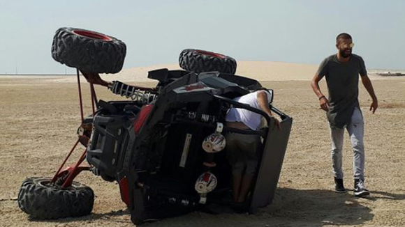 Pique's dune buggy accident in Qatar