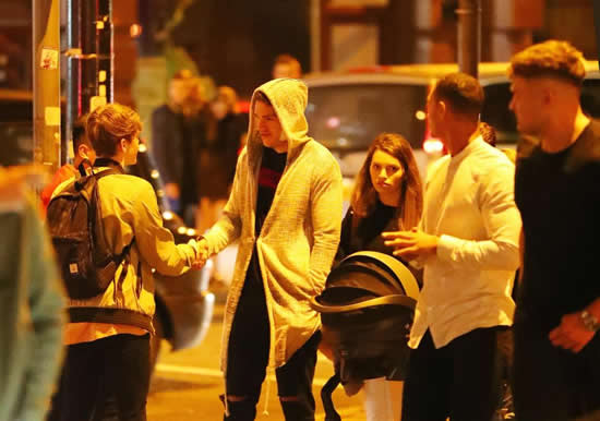 Manchester City keeper Ederson sports a hoodie as he heads out on the town with huge dressing on his face after being kicked in the head by Sadio Mane