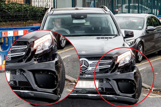 Ragnar Klavan arrives at Liverpool training with front bumper hanging off his luxury Mercedes