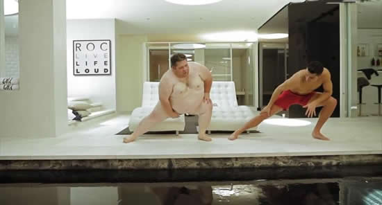 Cristiano Ronaldo in bizarre comedy fitness video with overweight actor