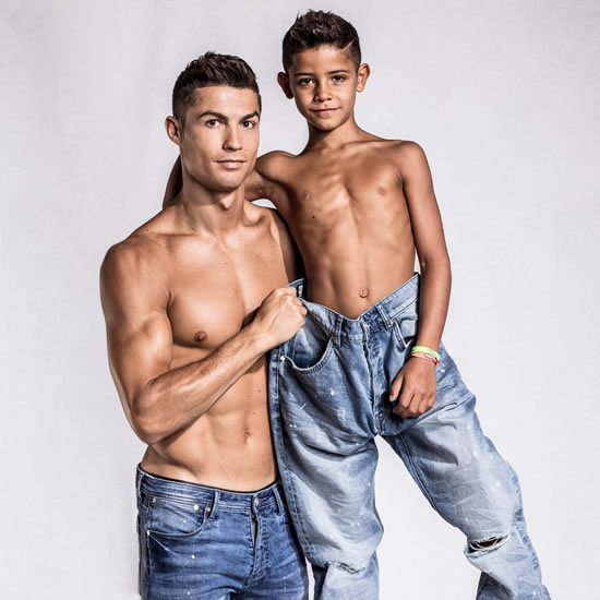 Cristiano Ronaldo poses with son to unveil new children's fashion line