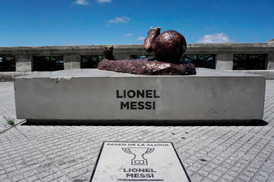 Lionel Messi statue destroyed by vandals in Argentina for the second time in a year… as legs are viciously cut off