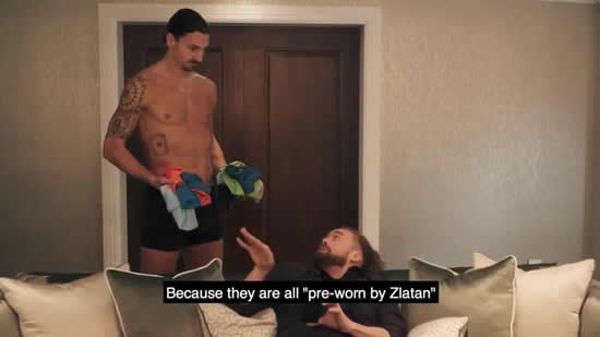 Zlatan Ibrahimovic strips down to just his pants to promote new underwear range in bizarre video