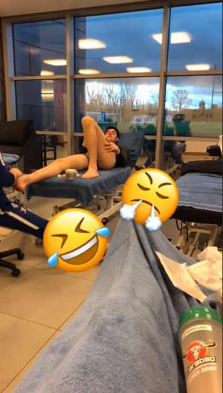 Chelsea star Cesc Fabregas sarcastically thanks Thibaut Courtois on Instagram as pair meet in treatment room after nasty clash in training