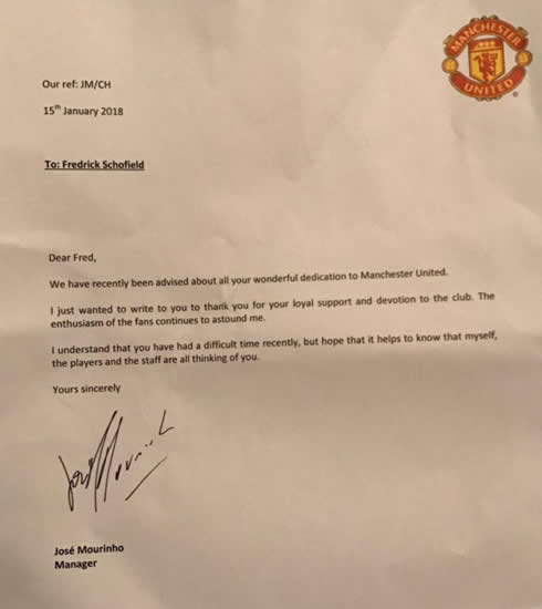 Manchester United boss Jose Mourinho sends heart-warming letter to 94-year-old fan who's in hospital recovering from a stroke
