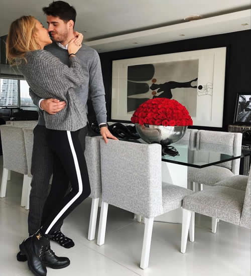Chelsea star Alvaro Morata gives wife Alice Campello new diamond ring and roses for her 23rd birthday
