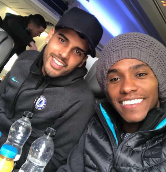 Chelsea stars board Barcelona-bound bus and plane full of smiles despite daunting clash with Lionel Messi and Co.