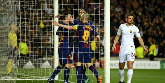 Barcelona 4 - 1 Roma: Suarez off the mark after own goals tee up win