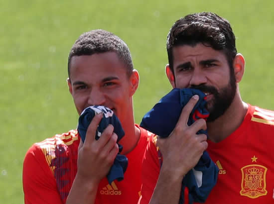 Diego Costa causes trouble in Spain training as Atletico Madrid ace laughs and jokes ahead of World Cup