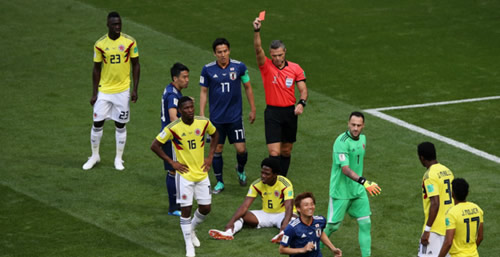 Colombia 1 - 2 Japan: Sanchez red spoils Pekerman's plans