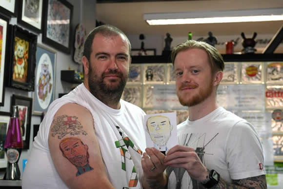 England fan has kid's drawing of Gareth Southgate tattooed on arm for charity after World Cup heroics
